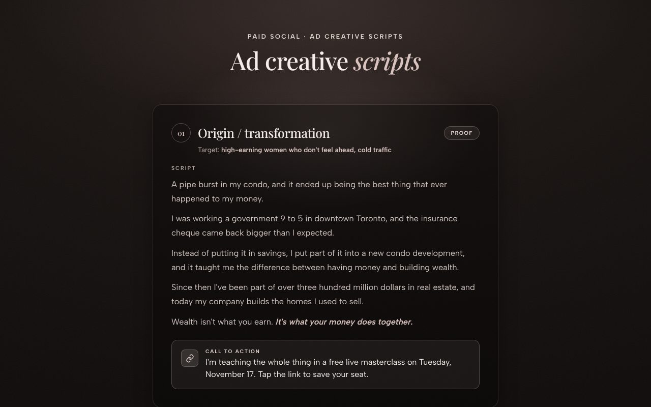 Ad creative scripts preview